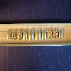 Glitter and rhinestone nails